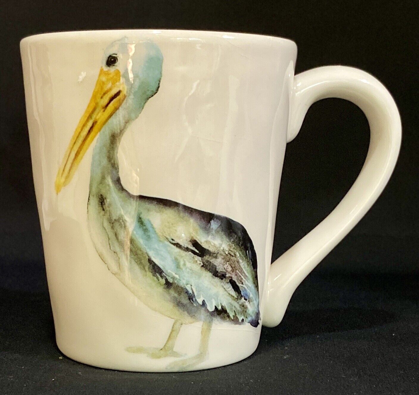 Vintage Pier 1 Pelican Mug Large Coffee Cup Seashore Ocean Nautical Bird 4.25”T.