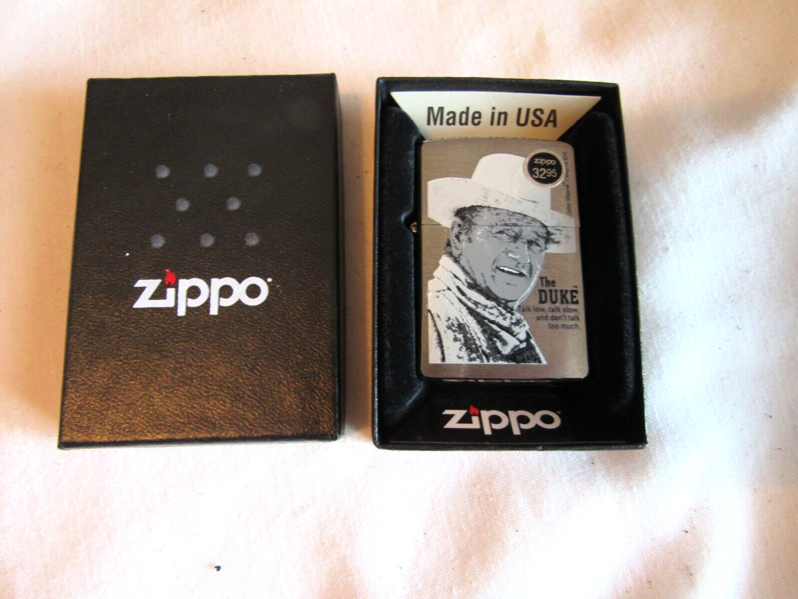 Vintage NOS Zippo Brushed Chrome Cigarette Lighter The Duke Dated B 09