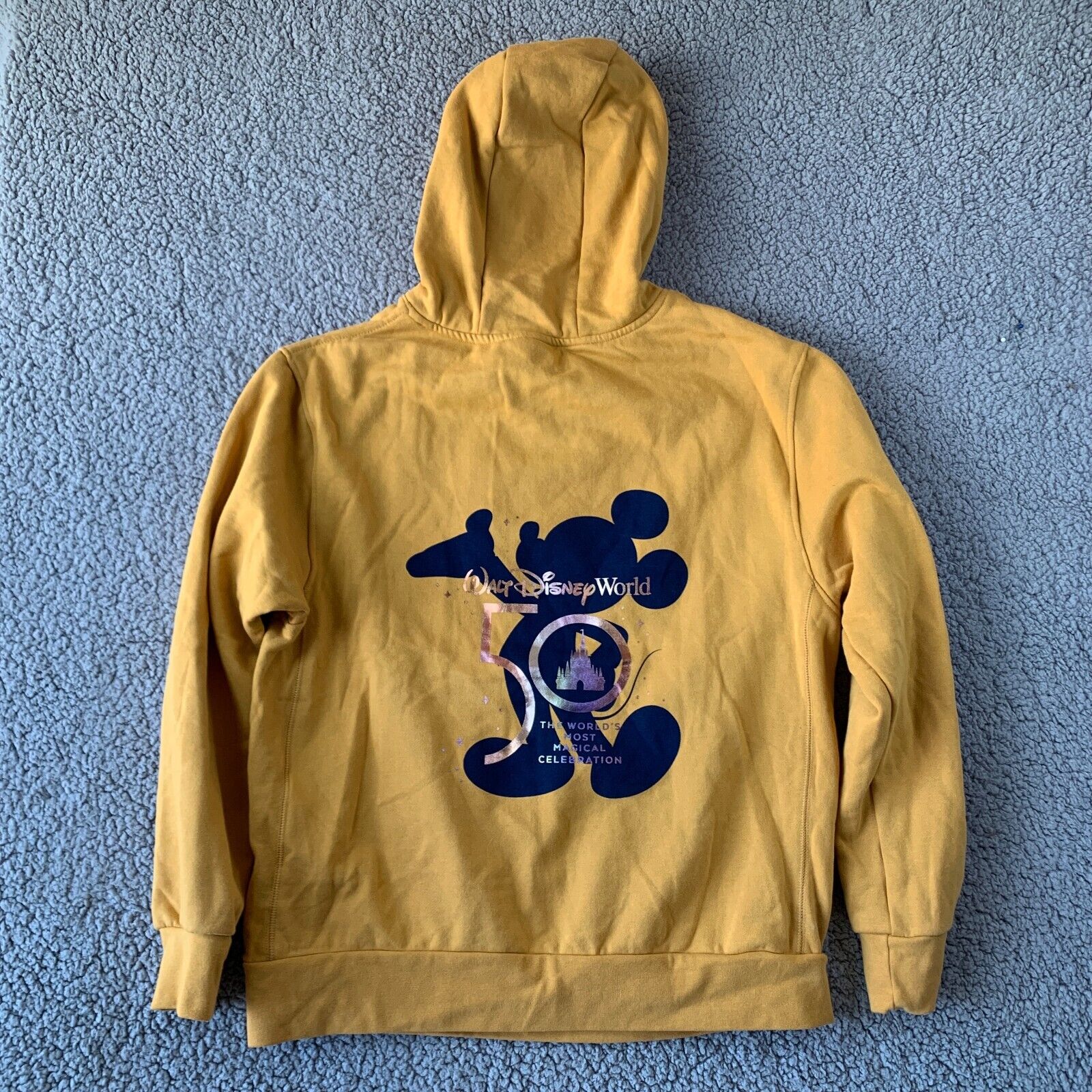 Disney 50th Anniversary Hoodie Sweatshirt Adult Medium M Mustard Yellow