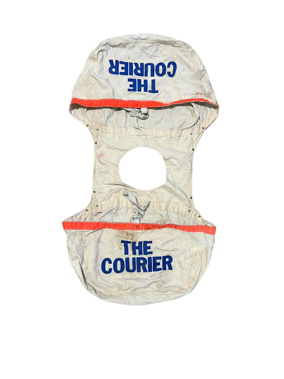 Vintage DOUBLE Newspaper Canvas Carrier Bag THE COURIER NEWSPAPER Paperboy PROP