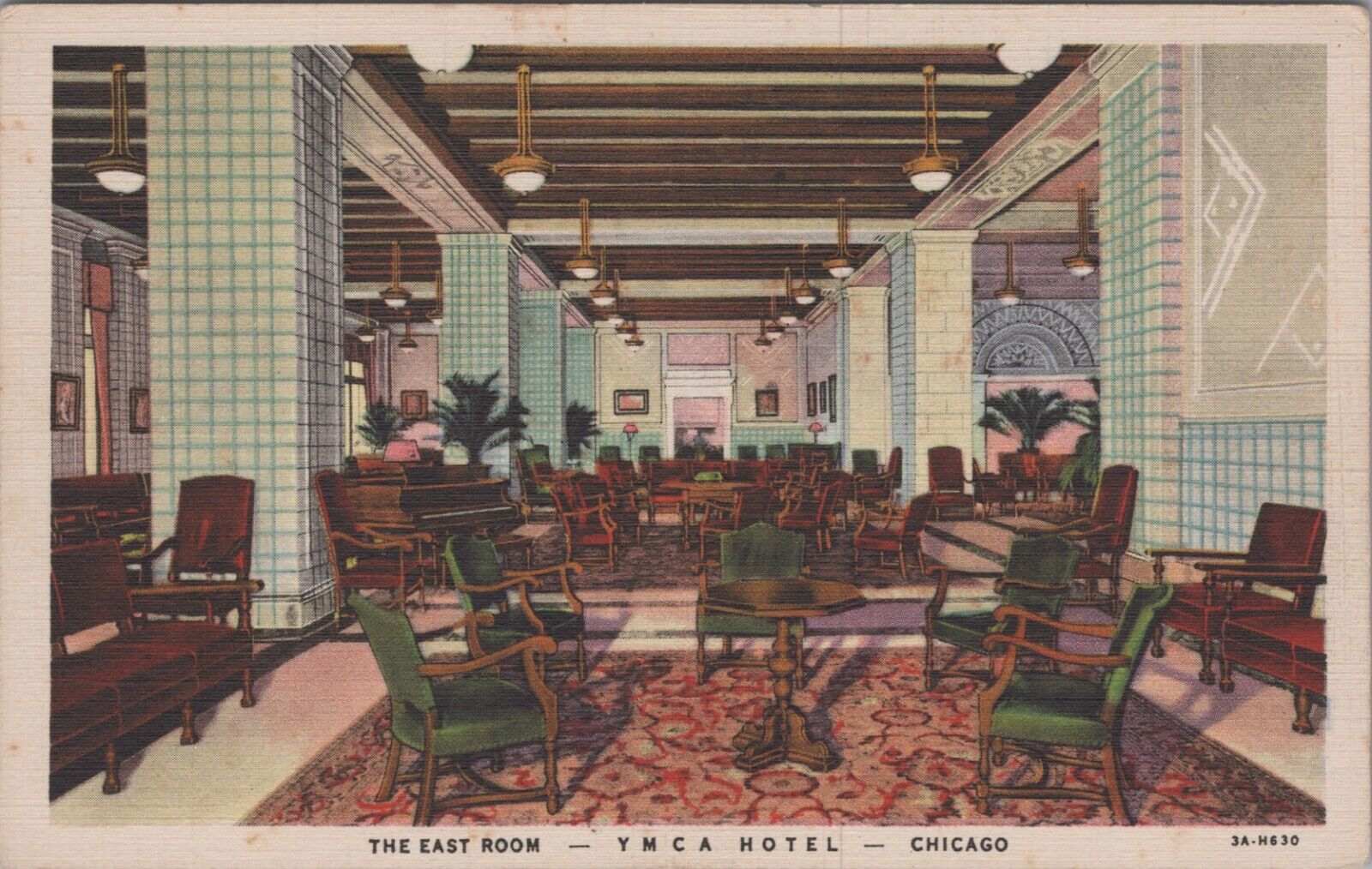 c1930s The East Room YMCA Y.M.C.A. Hotel Chicago IL UNP Postcard B3896.4