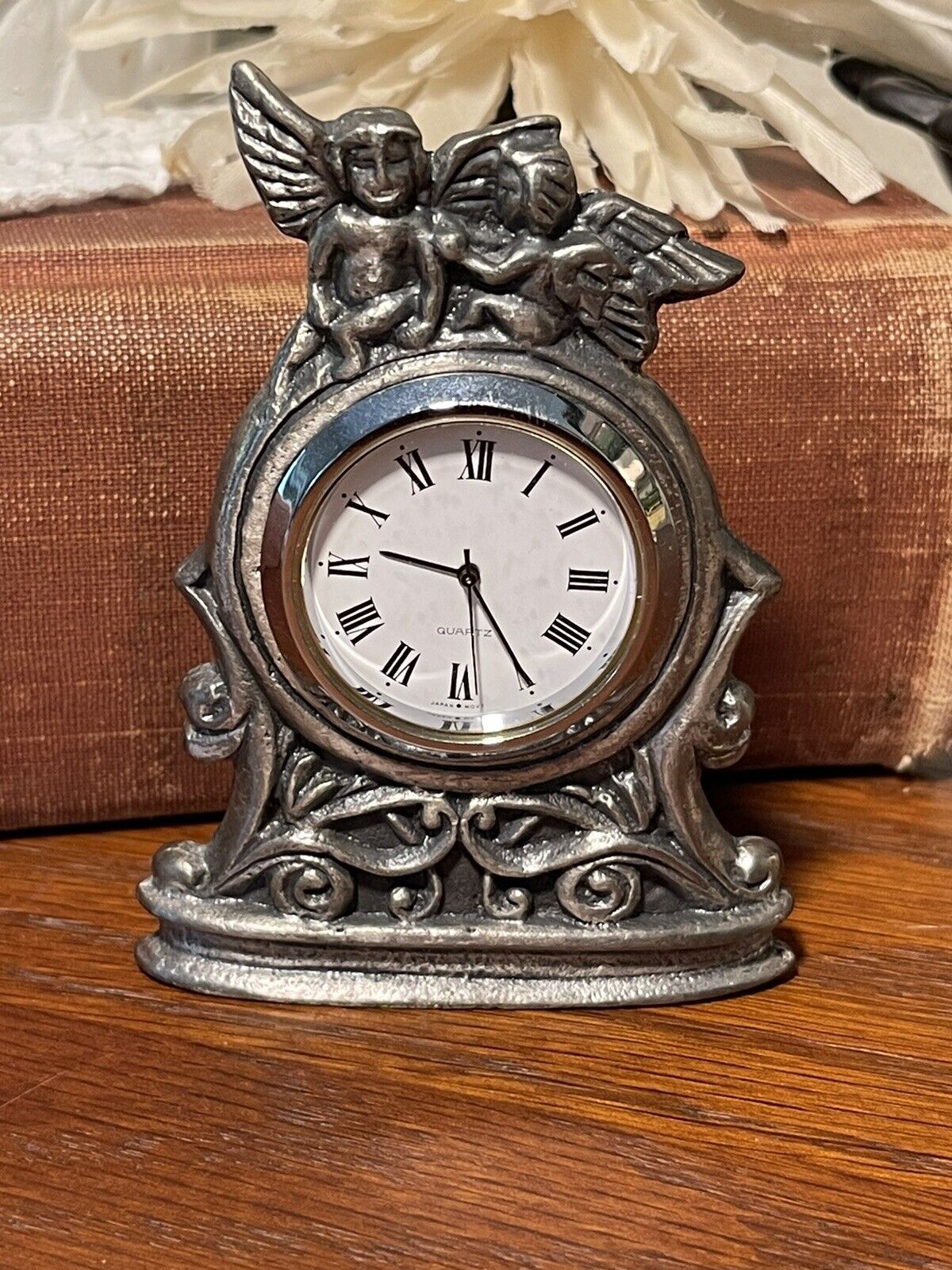 Miniature Cherub Angel Cupid Clock - Mixed Metal - *NOT WORKING NOT TESTED*
