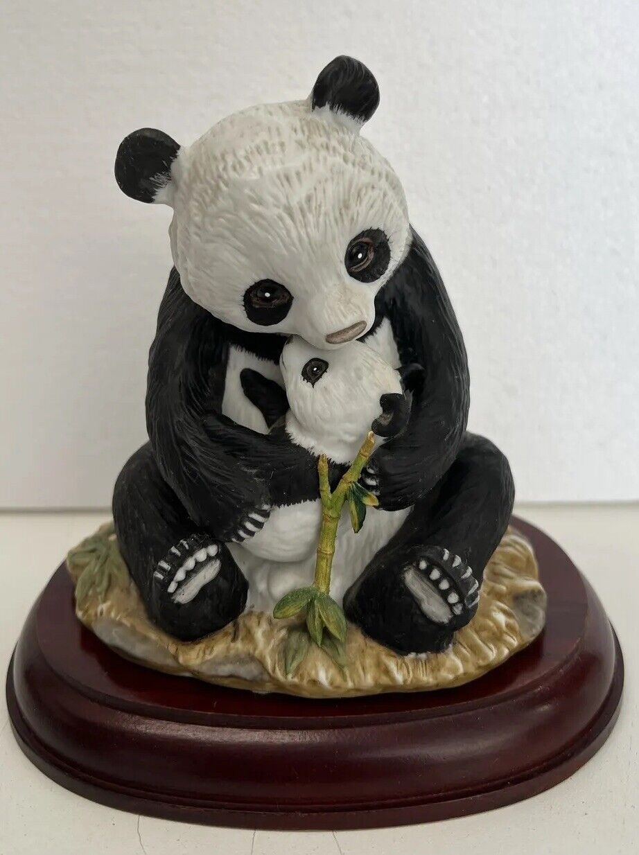 HOMCO Vintage Panda Bear Mama Baby Art Porcelain Signed Mizuno 5\