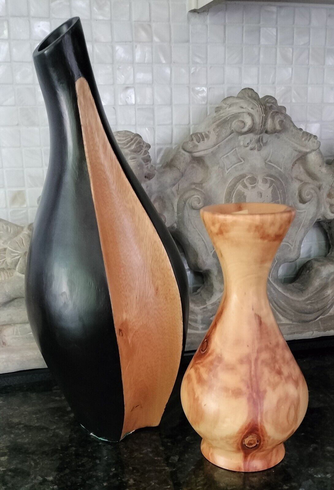 Pair Aspen Wood Vase\'s Abstract Modern Beautiful Large