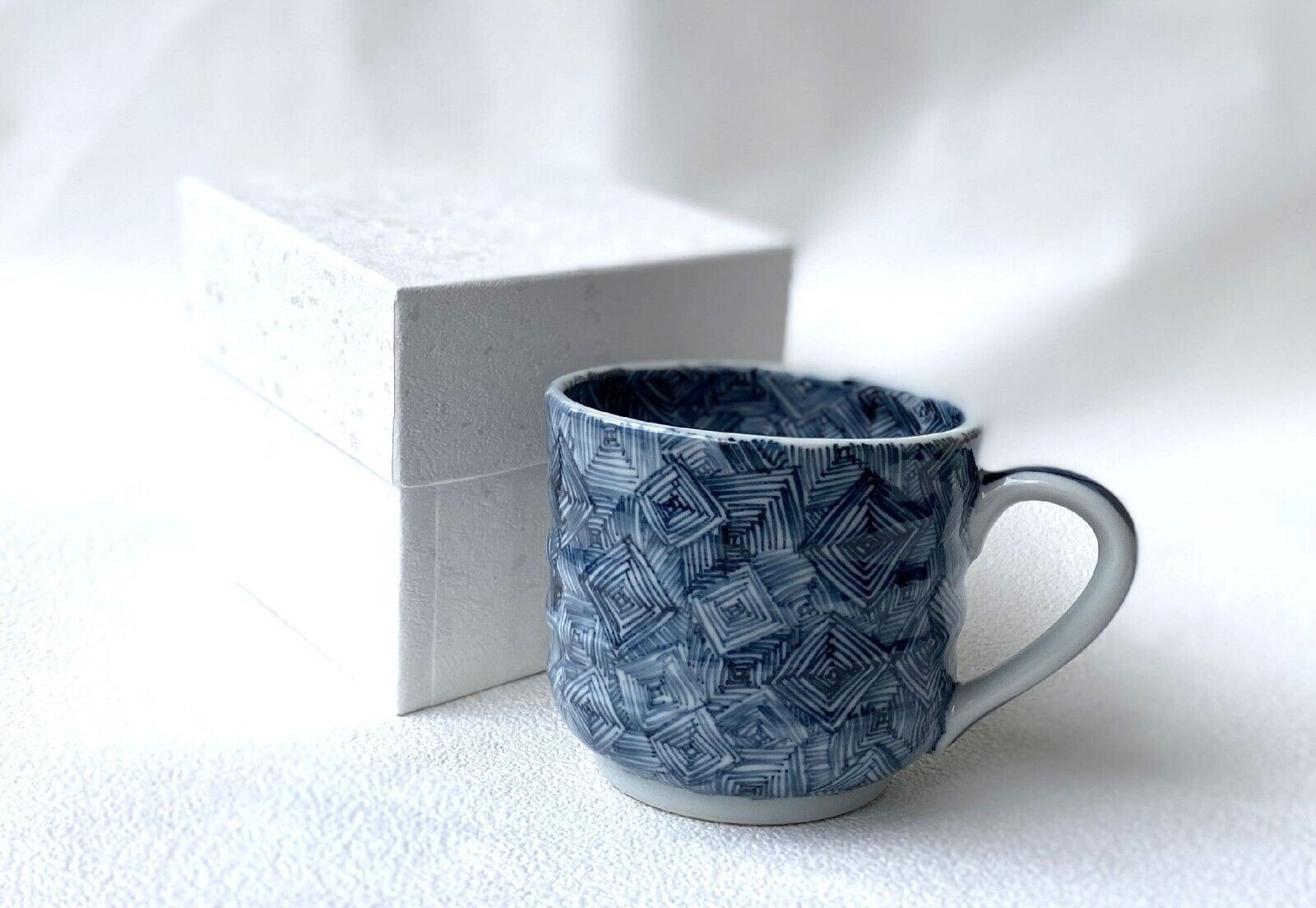 Kyo Kiyomizu yaki ware Japanese Mug Tea Coffee cup Some Blue Thunder Japan