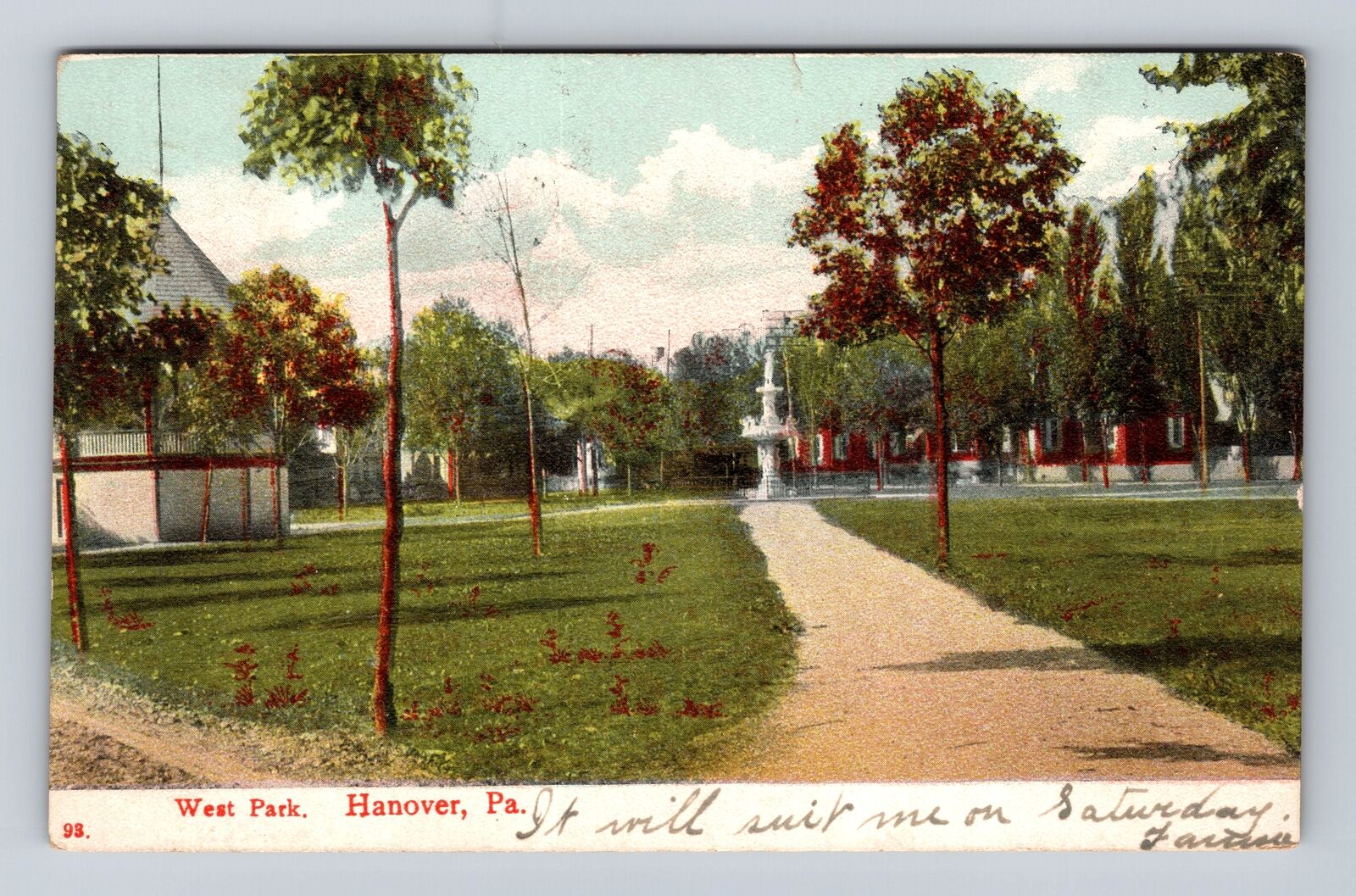 Hanover PA-Pennsylvania, West Park, Antique Vintage Souvenir Postcard