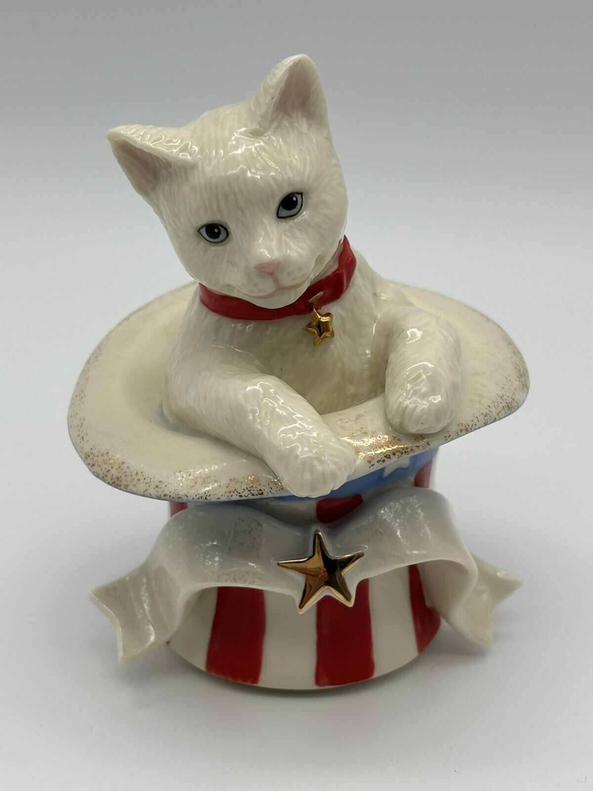 Lenox Independence Day Patriotic Kitty Cat Red White Blue Figurine