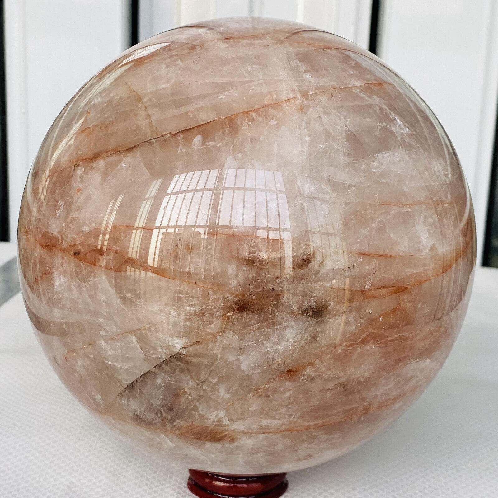 Natural red gum flower ball quartz crystal energy reiki healing 4440g