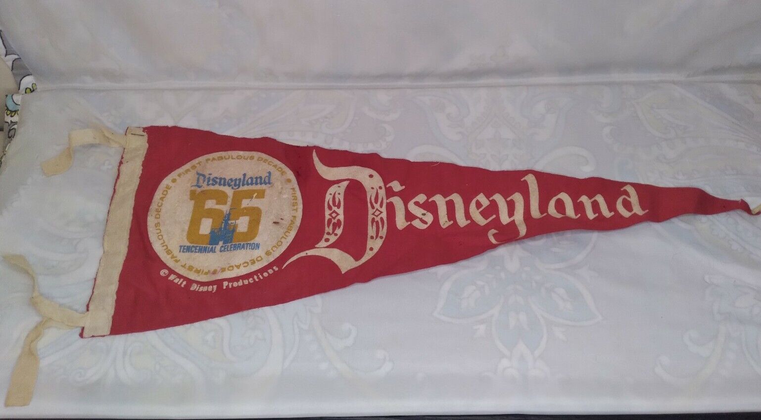 Disneyland 1965 Red First Tencennial Pennant SUPER RARE