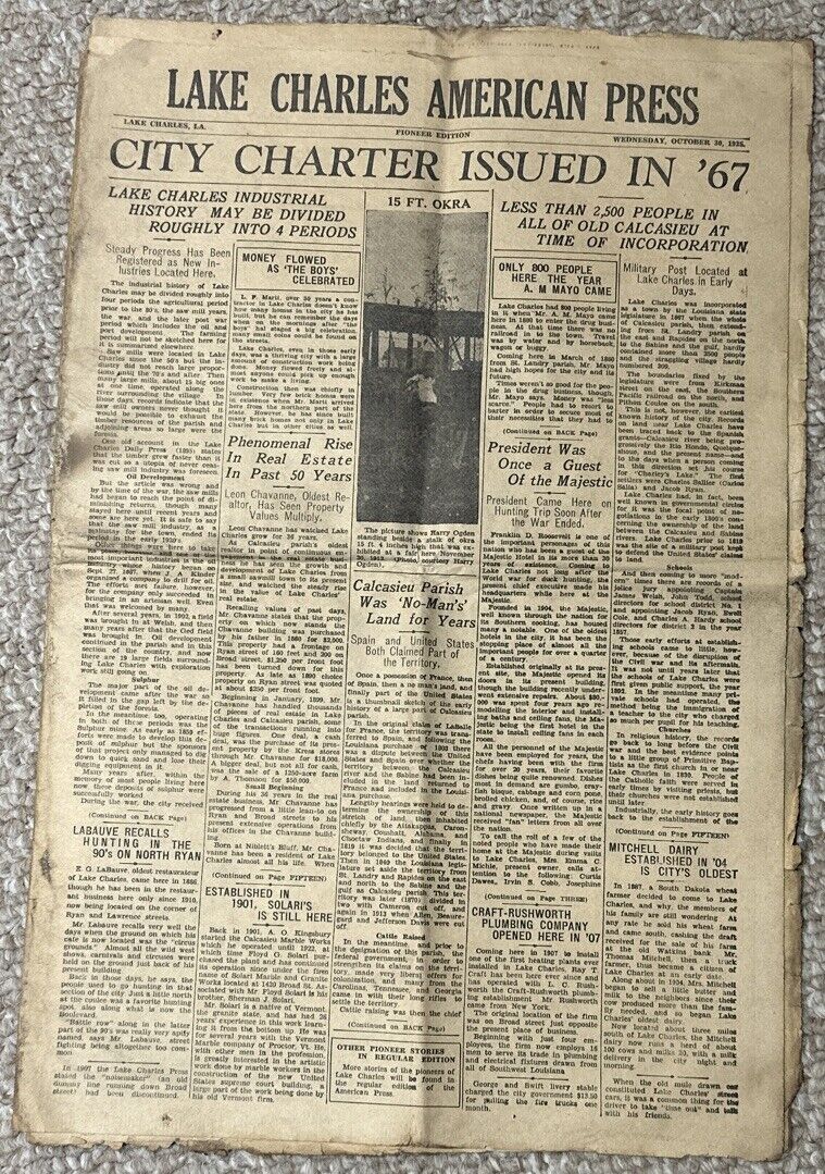 Lake Charles American Press Newspaper Pioneer Edition October 30, 1935