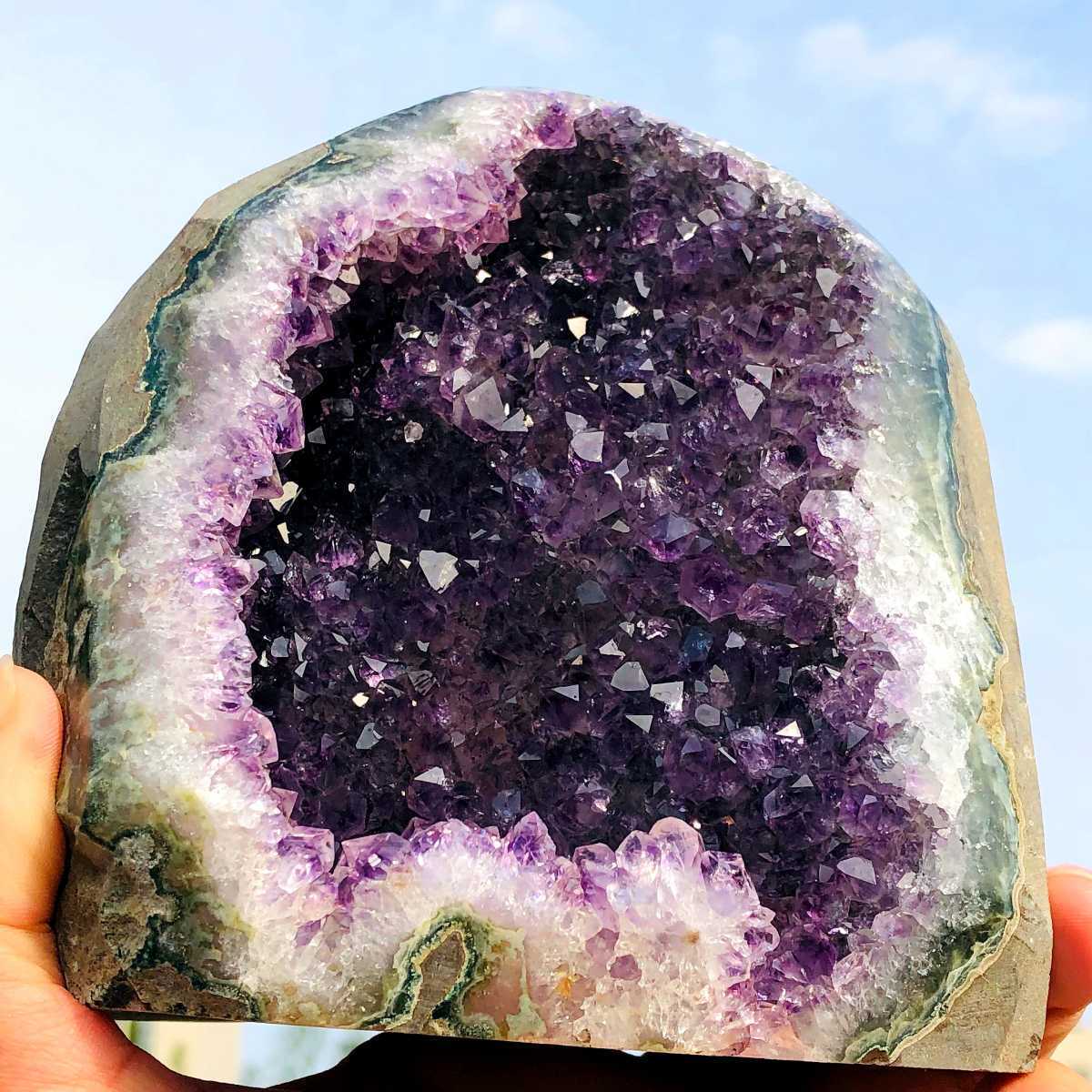 4.17LB Natural Amethyst Geode Mineral Specimen Crystal Quartz Energy Decoration