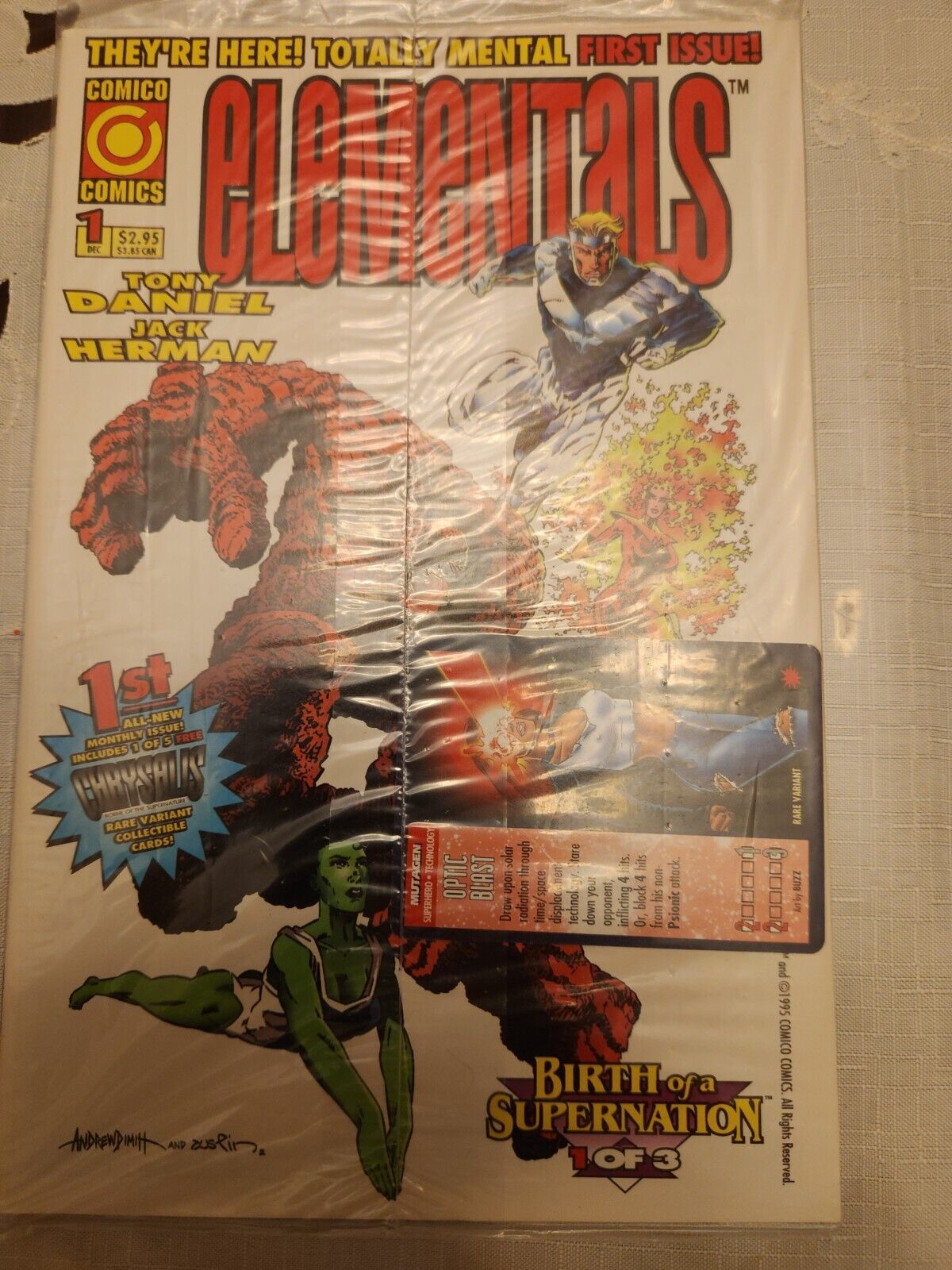 Elementals 1995 series #1 in Near Mint condition Comico comics With Trading Card