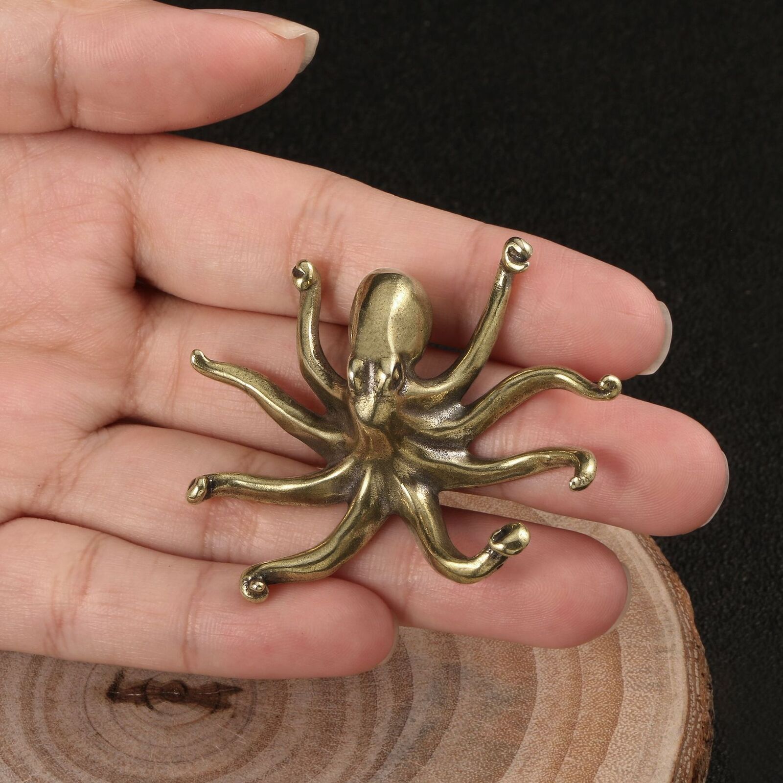Solid Brass Octopus Figurine Small Statue Home Ornament Figurines Collectibles