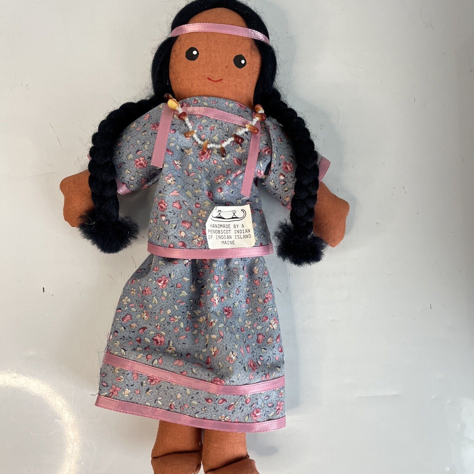 Penobscot Indian Cloth Doll Handmade Maine Native American 12 Inch Vintage