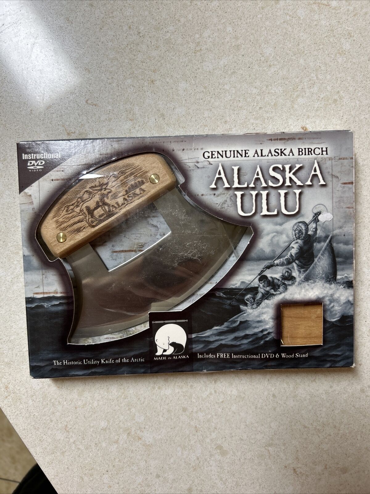 Alaska Jack’s Ula Knife & Display Stand - Stainless Blade W/ Instructional Video