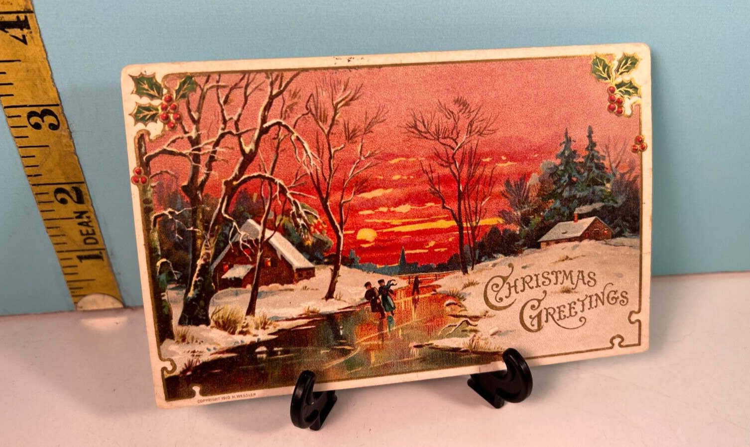 1910 Beautiful Christmas Scene-Christmas Greetings Postcard.