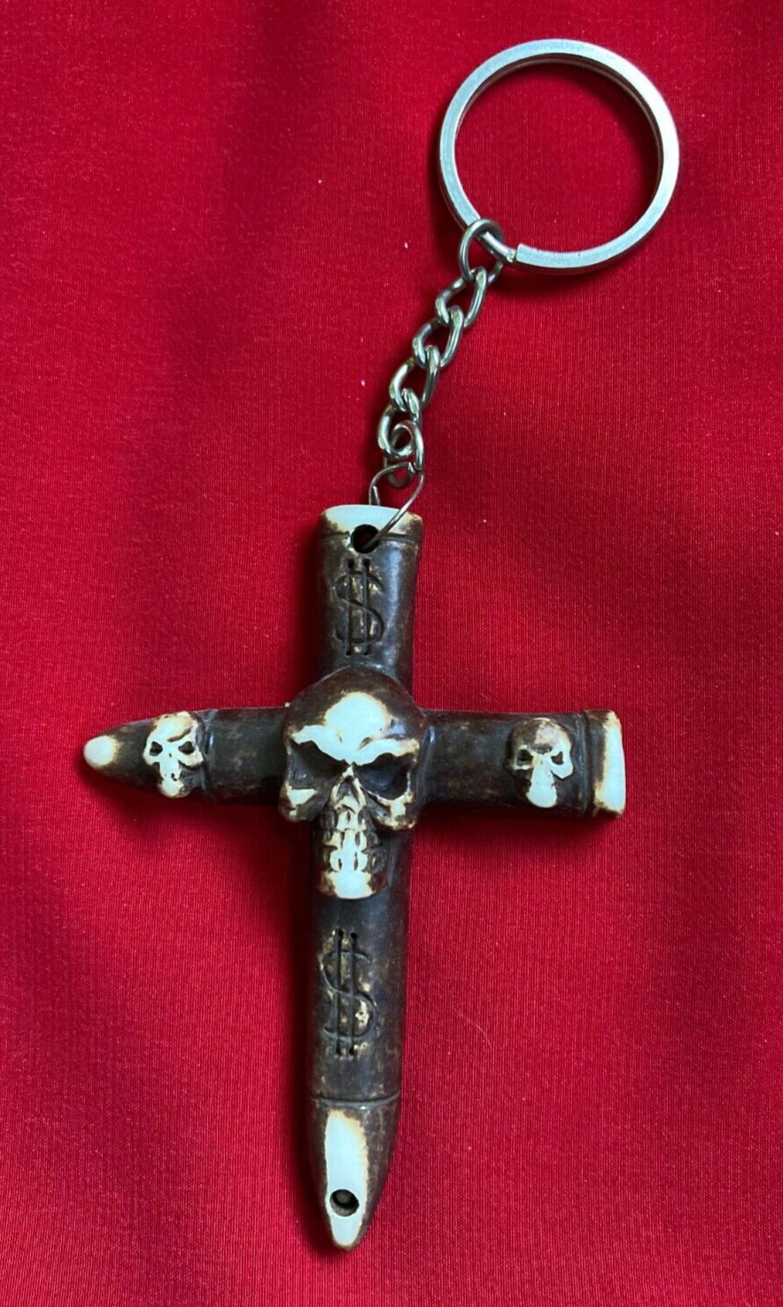 Skull Cross Money Luck Talisman Keychain