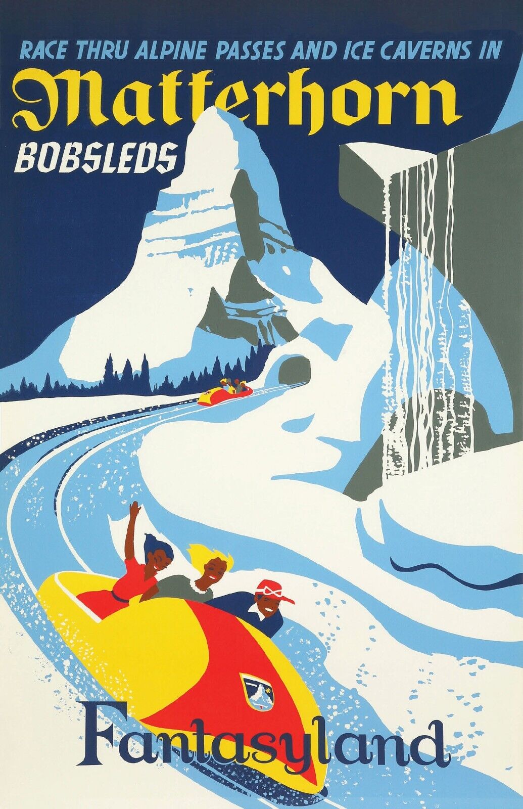 Fantasyland Matterhorn Bobsleds Disneyland Retro Attraction Poster Print 11x17