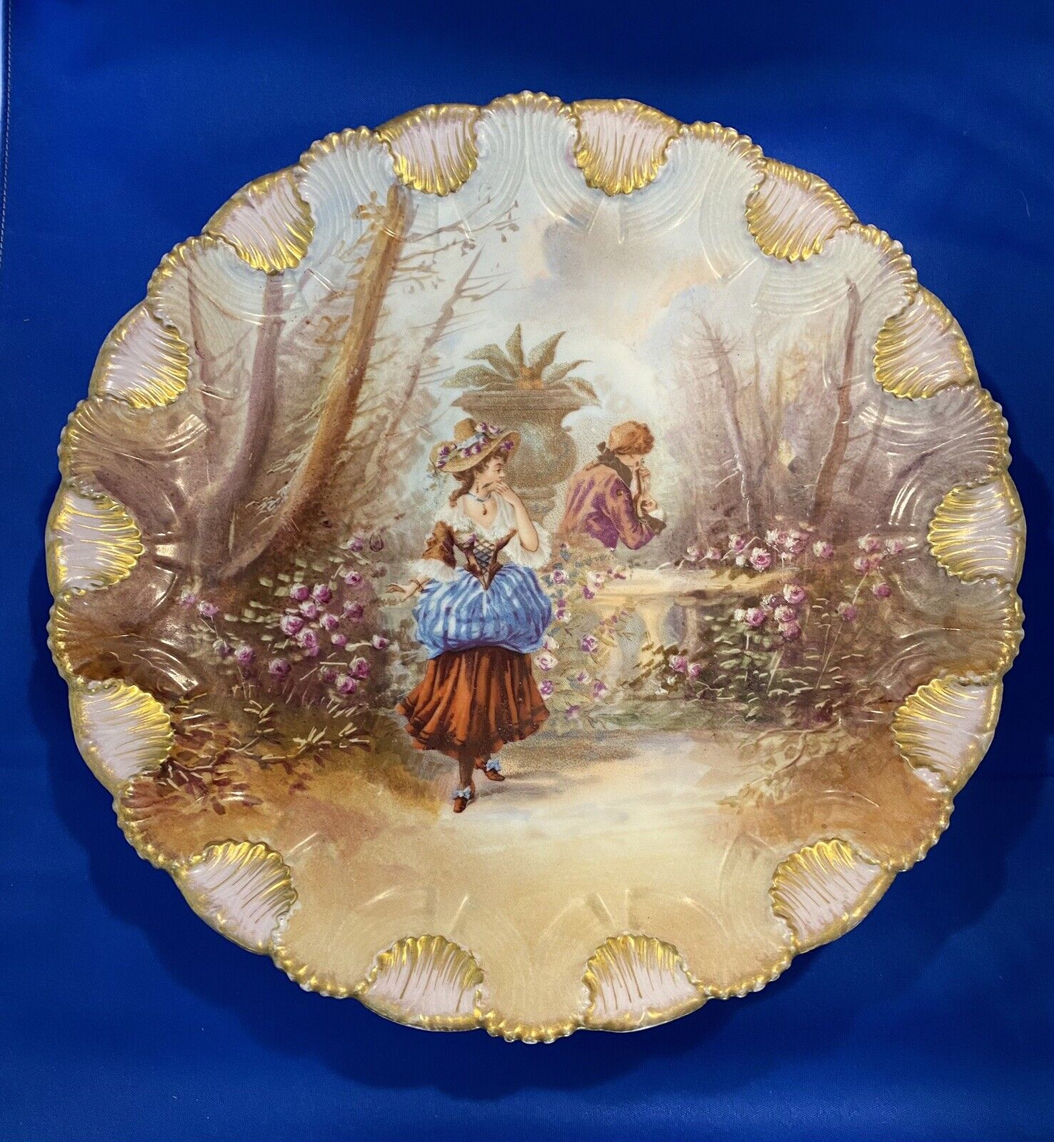 LS&S Limoges Vintage French Charger Plate Courting Couple 12.25 inch