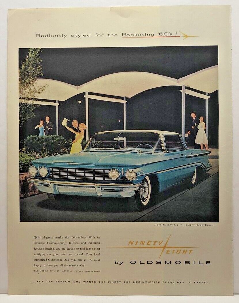 1960 Vintage OLDSMOBILE Antique Magazine Automobile Print Ad - Full Page Color