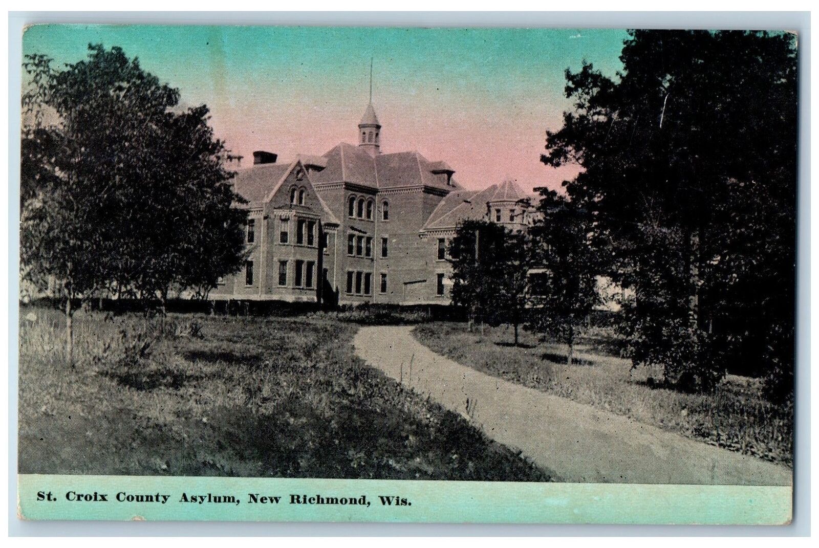 New Richmond Wisconsin Postcard St. Croix County Asylum Building Exterior 1911