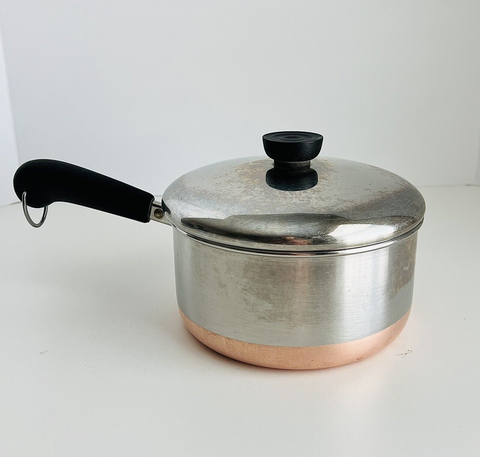 Vintage REVERE WARE 2 qt Quart Copper Clad Stainless Sauce Pan with Lid