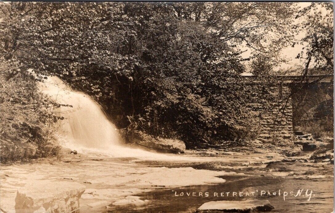Phelps, NY, Lover\'s Retreat, Stream, Real Photo Postcard, 1909 #1915