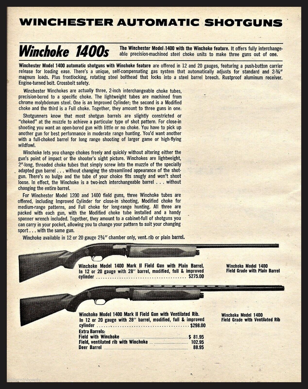 1981 WINCHESTER Model 1400 Mark II Field Gun Plain -Ventilated Barrel Shotgun AD