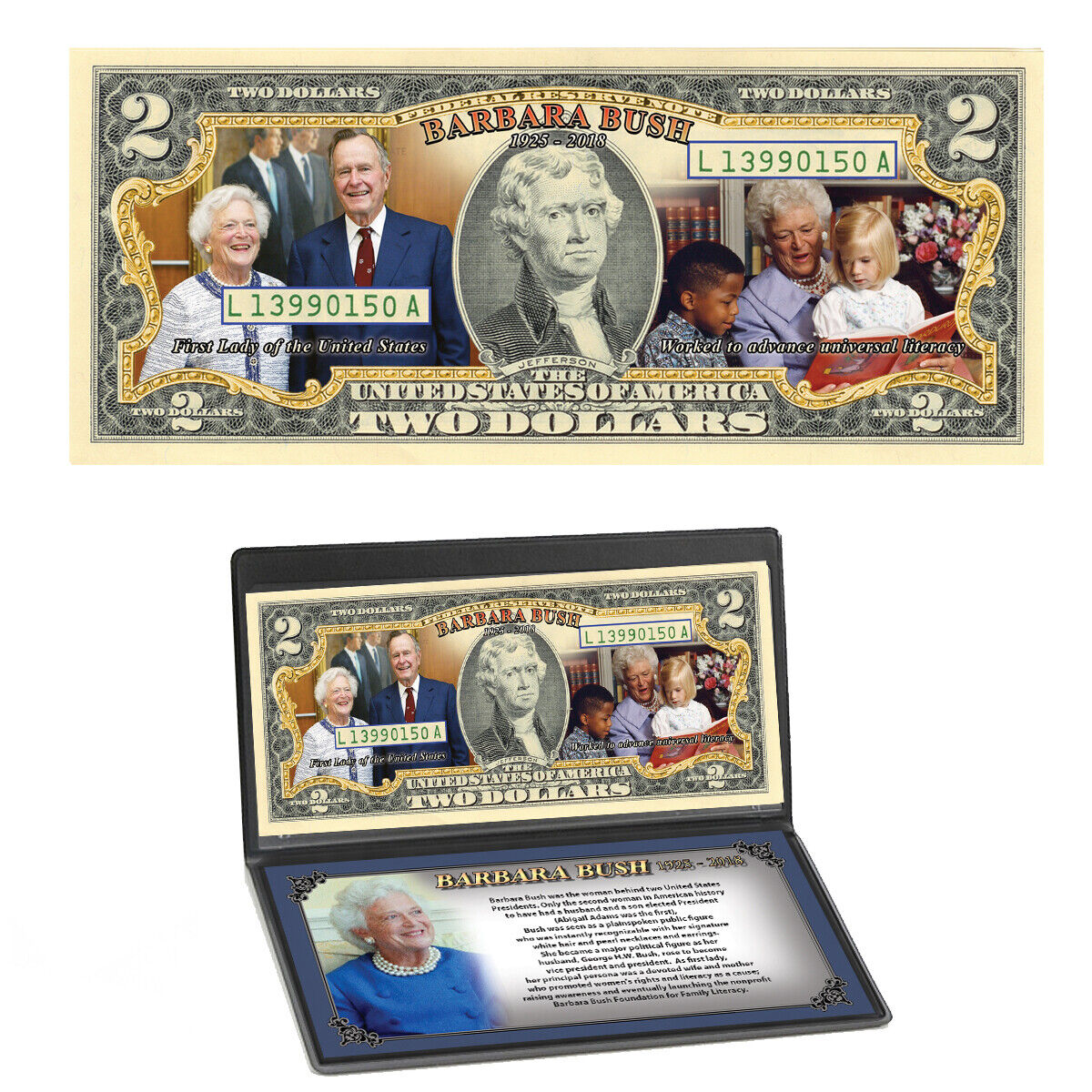 Barbara Bush Colorized Tribute Currency Collection
