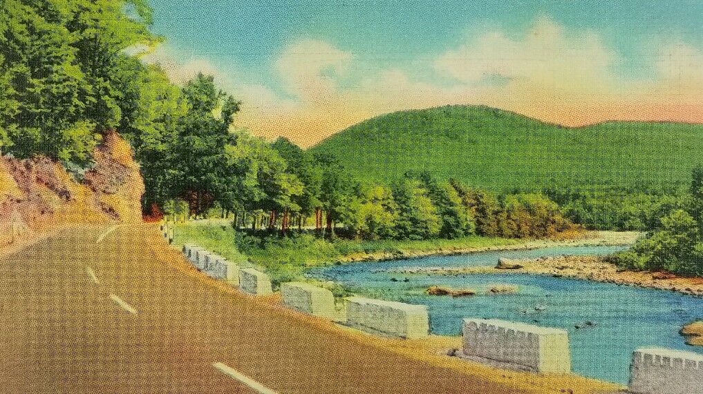 Vintage postcard on the West River Road Battleboro Vermont Scene