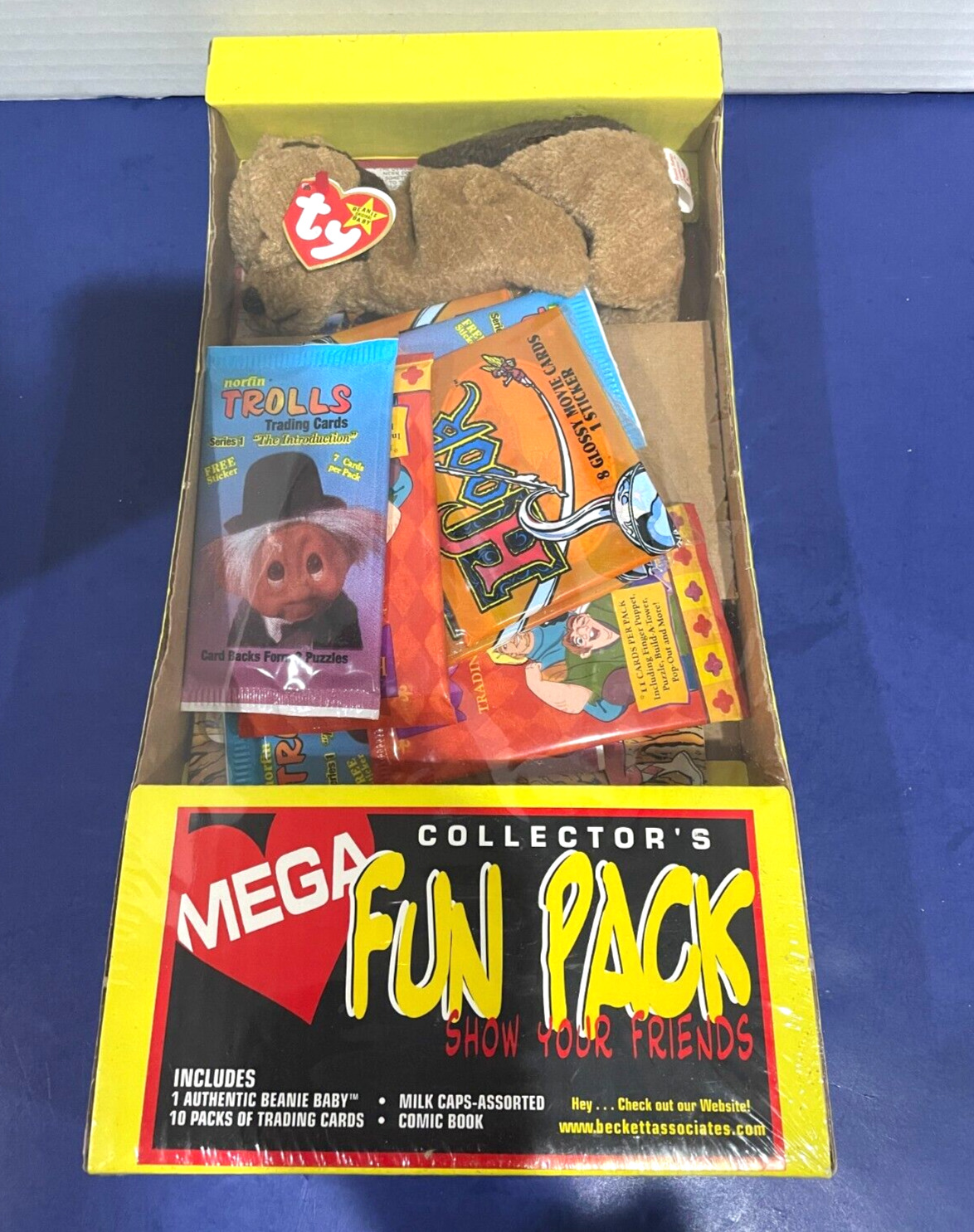 New Mega Collector\'s Fun Pack Beanie +Troll, Hunchback, Hook Trading Cards +More