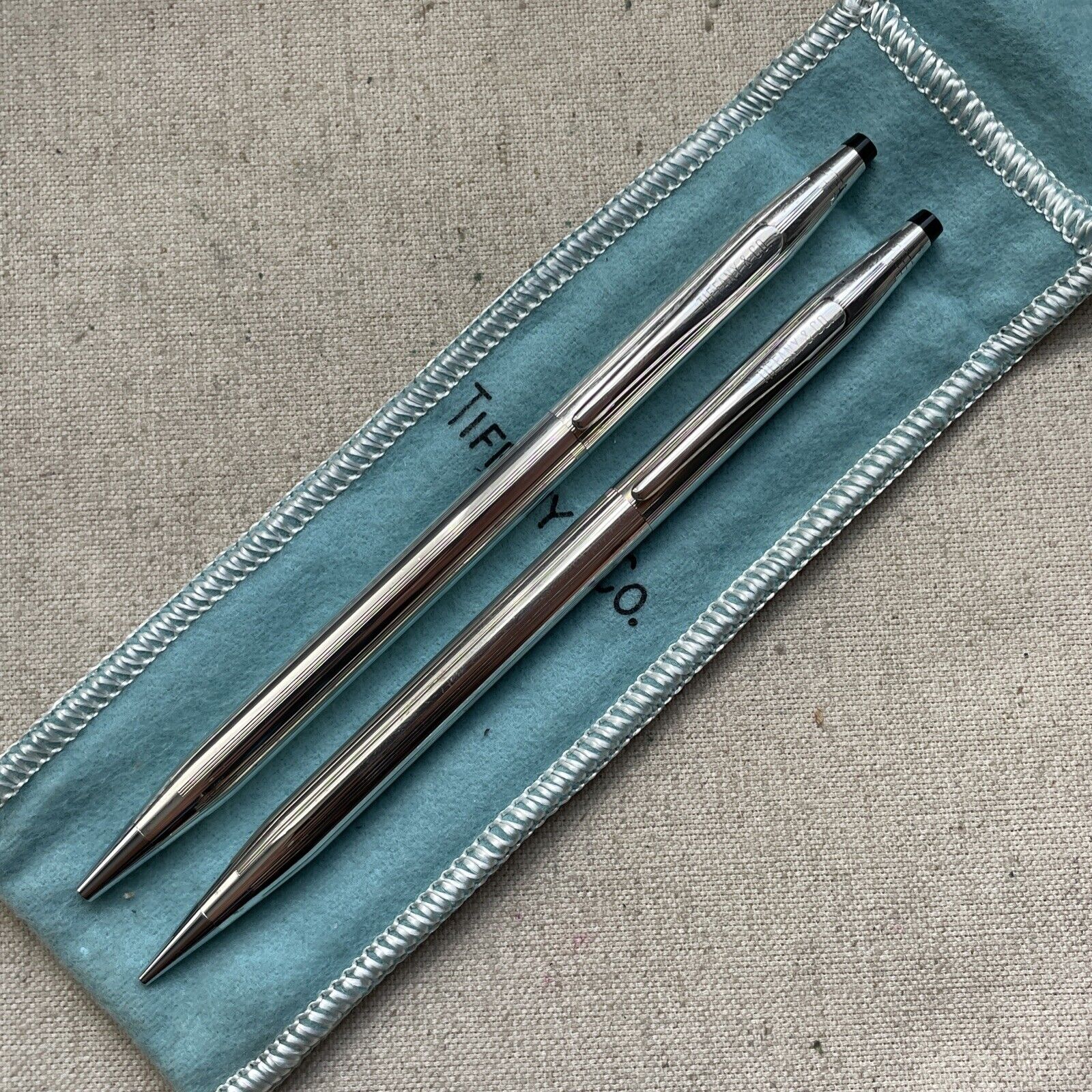 1960s TIFFANY & Co BY CROSS STERLING SILVER CLASSIC CENTURY SET U.S.A.
