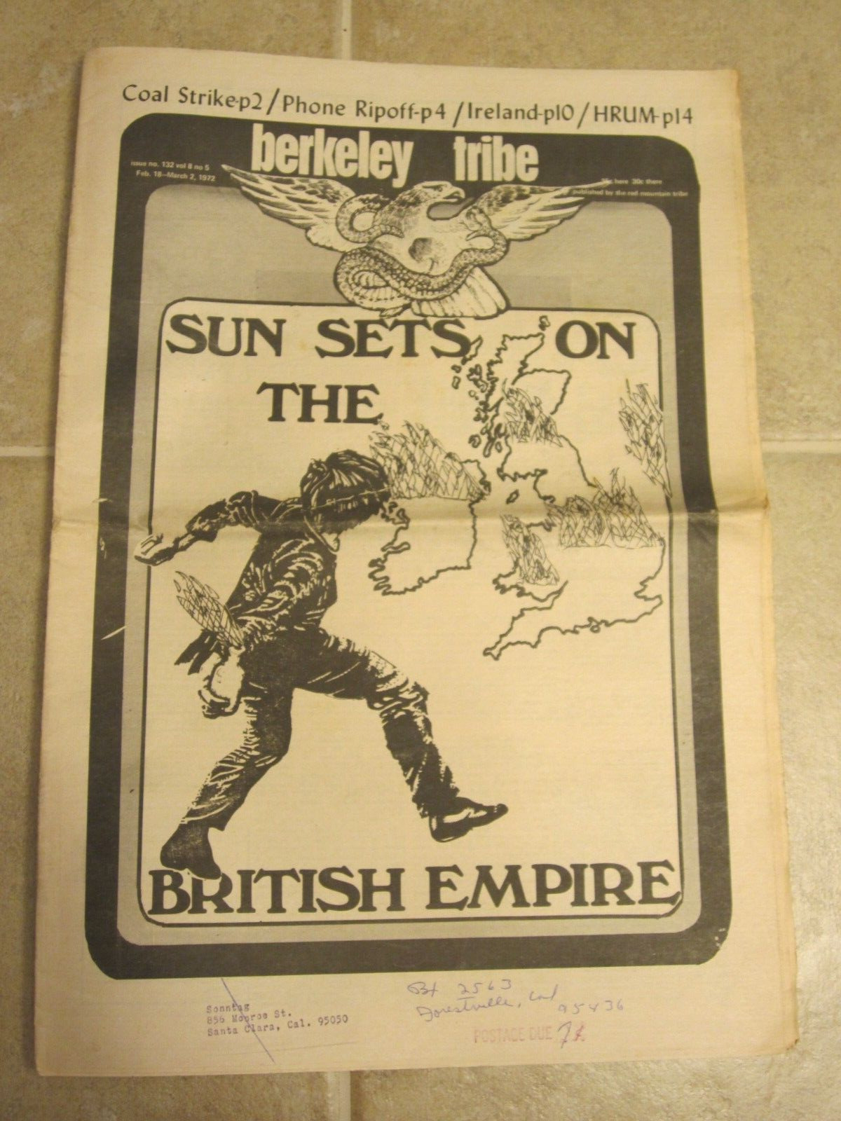 Berkeley Tribe Newspaper Feb March 1972 Sun Sets on British Empire Ireland Derry