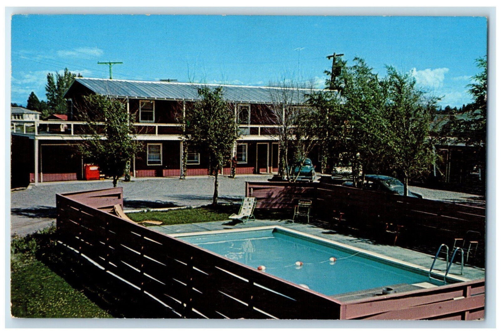 c1960\'s San Rose Motel Highway No. 2 Kalispell Montana MT Swimming Pool Postcard
