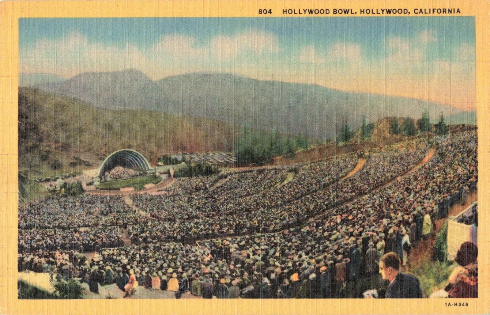 Hollywood CA California, Hollywood Bowl Amphitheater Panorama, Vintage Postcard