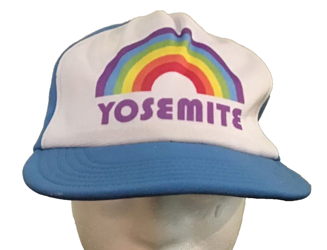 Vintage YOSEMITE National Park SNAPBACK Cap Hat Rainbow USA