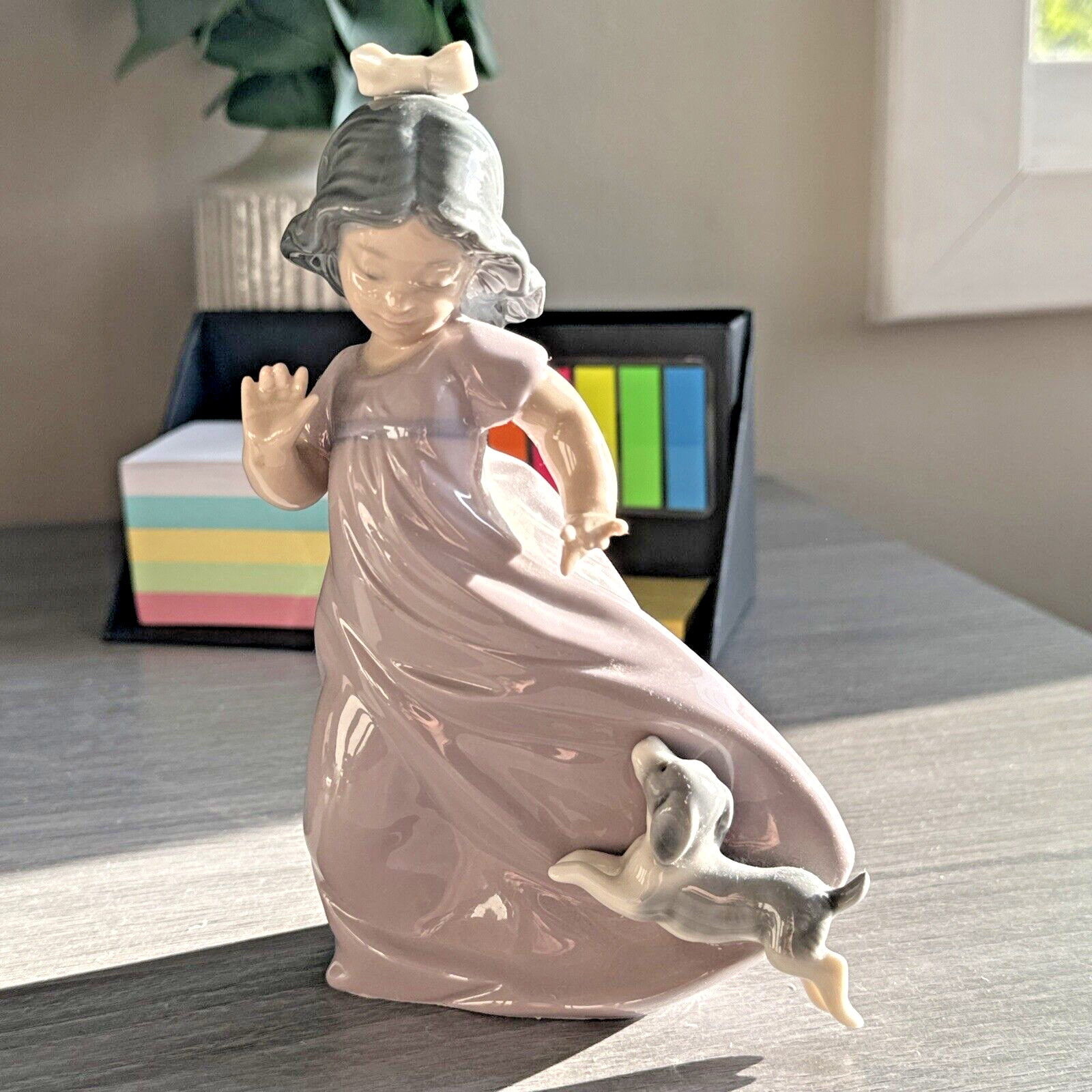 SWEET NAO by Lladro Figurine of a Young Girl & Her Puppy - Retired # 1028