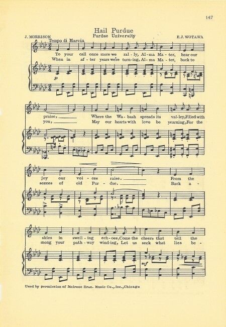 PURDUE UNIVERSITY Original Vintage Song Sheet c 1932 