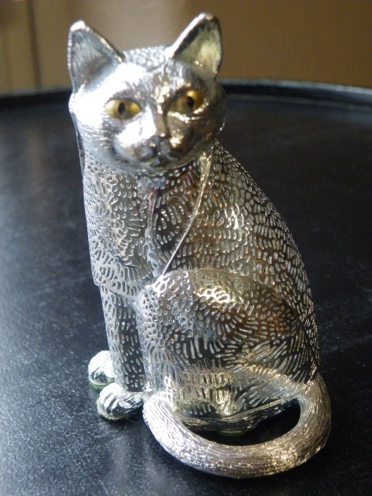 Christofle France Lumiere Collection Figurine Silver Plate Cat 3.5\