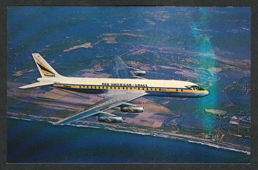 PANAGRA Pan-American Grace Douglas DC-8 Jetliner postcard 1960s