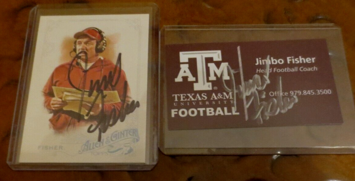 Lot of 2 Jimbo Fisher signed autographed cards Head Coach Texas A&M Aggies FSU