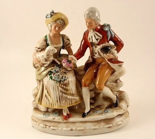 Vintage Carl Schneider Porcelain Courting Couple Figurine Sculpture 1859 Mark