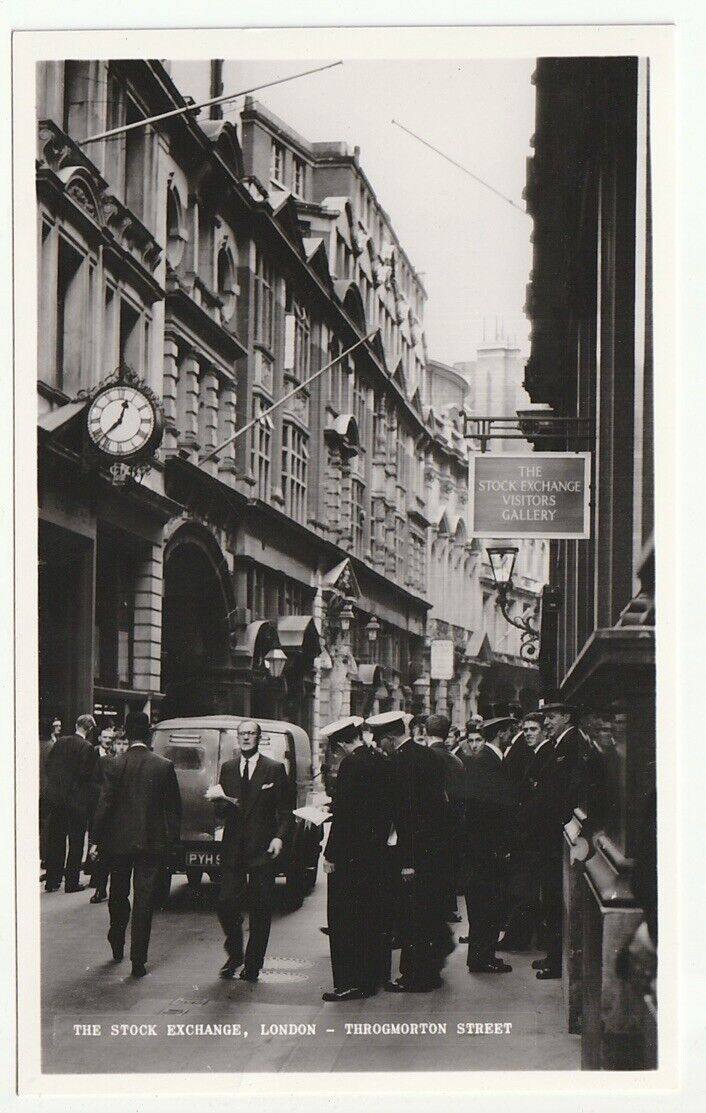 Vintage Unposted London RPPC The Stock Exchange - Throgmorton Street
