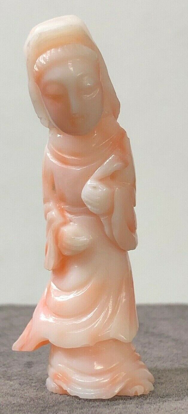 Vintage Angel Skin Coral Buddha, Hand Carved, High Quality Untreated