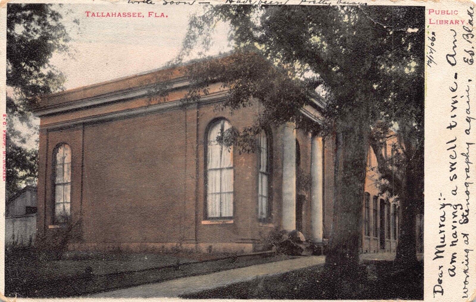 FL - 1906 VERY RARE FLORIDA Library at Tallahassee, FLA - Leon County
