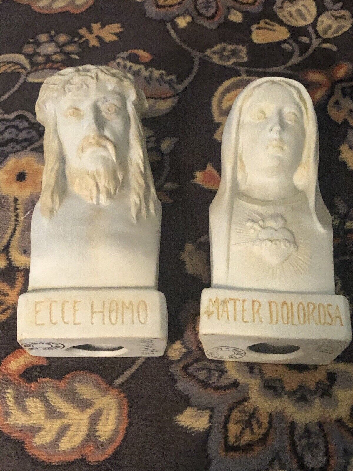 Jesus and Mary Figurines, Ecce Homo and Mater Dolorosa, Pre-WWII Germany 