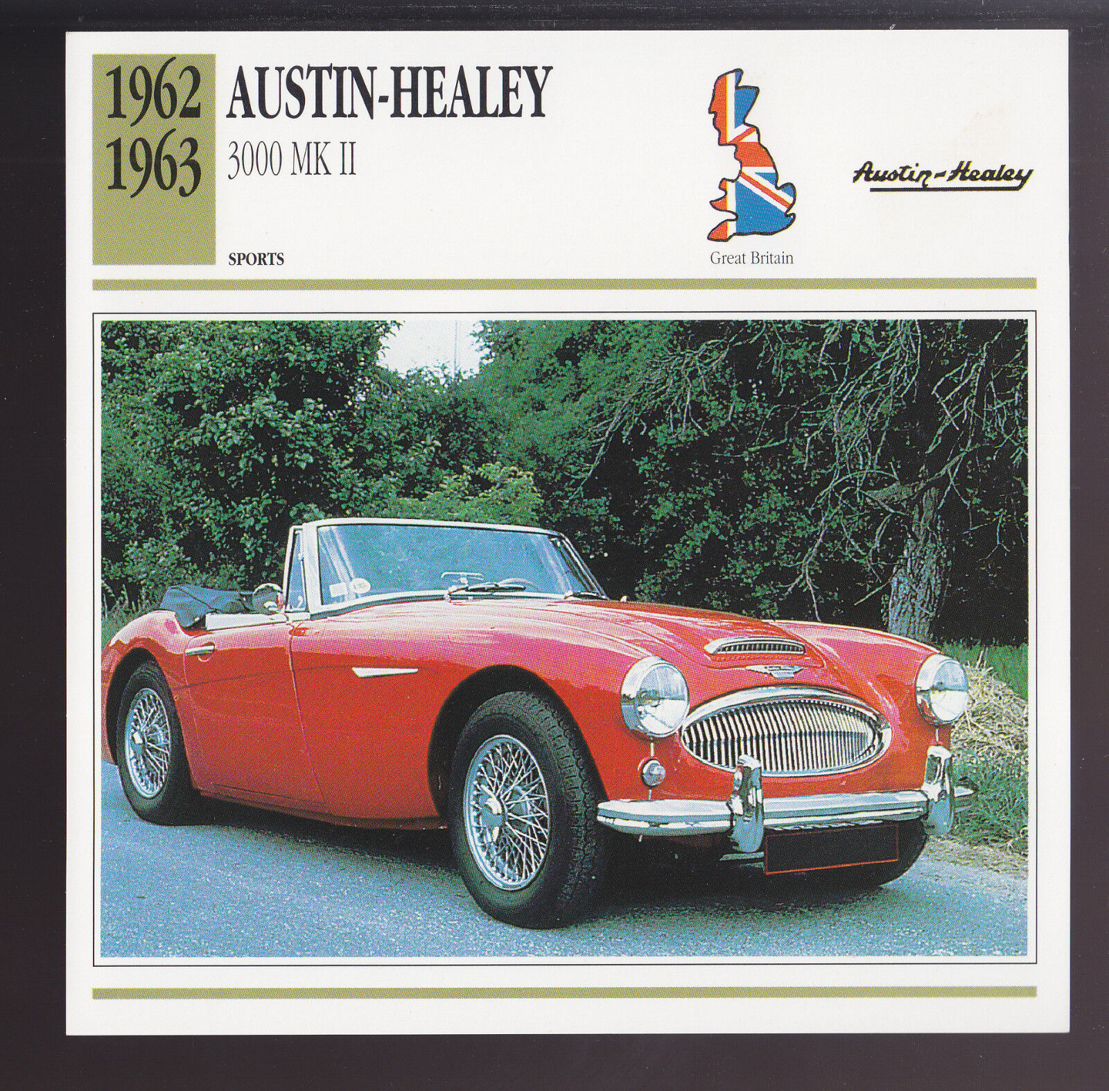 1962-1963 Austin-Healey 3000 MK II Mark 2 Car Photo Spec Sheet Info CARD