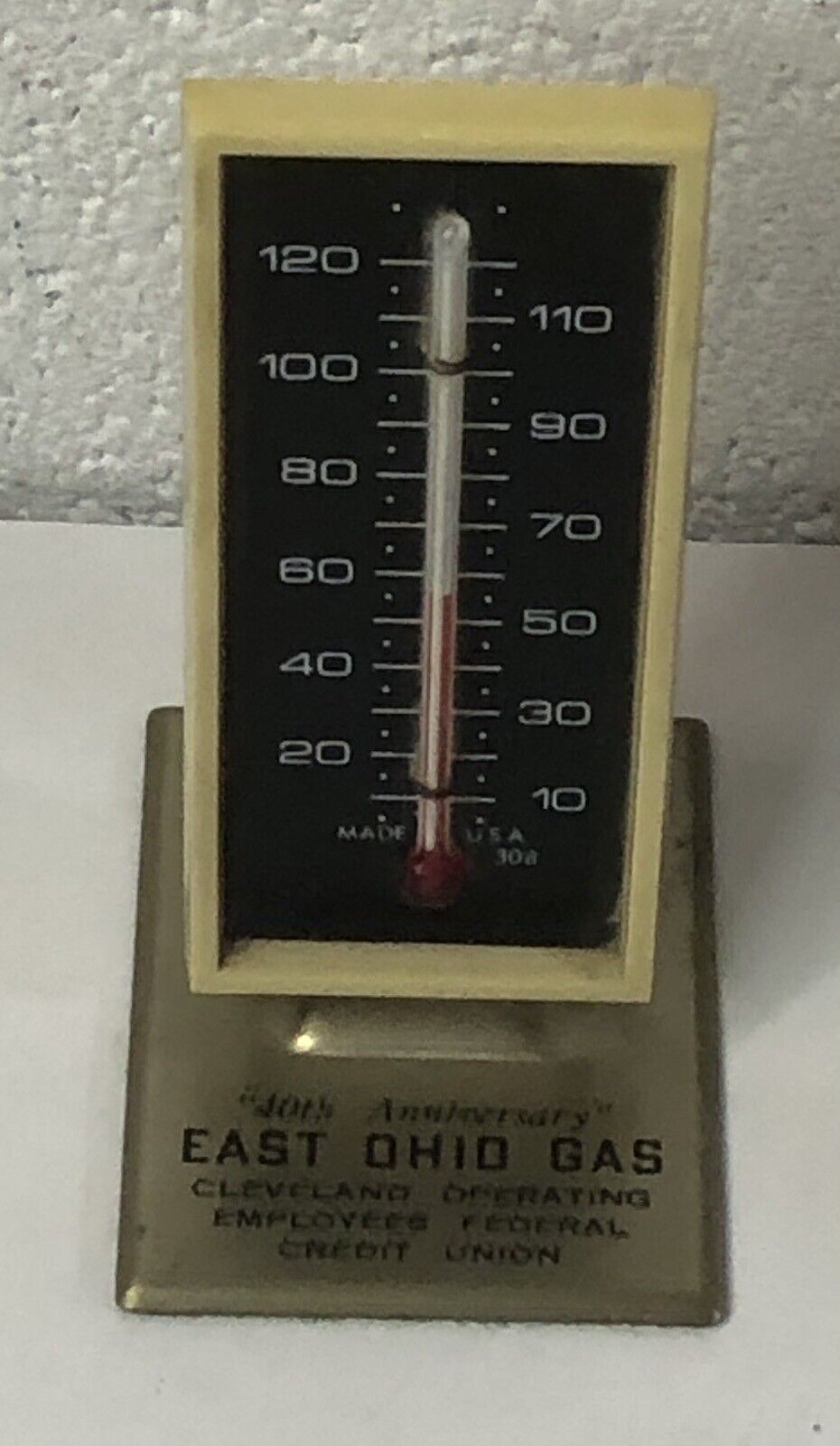 Vintage East Ohio Gas Company 40th Anniversary Thermometer Cleveland Advertising