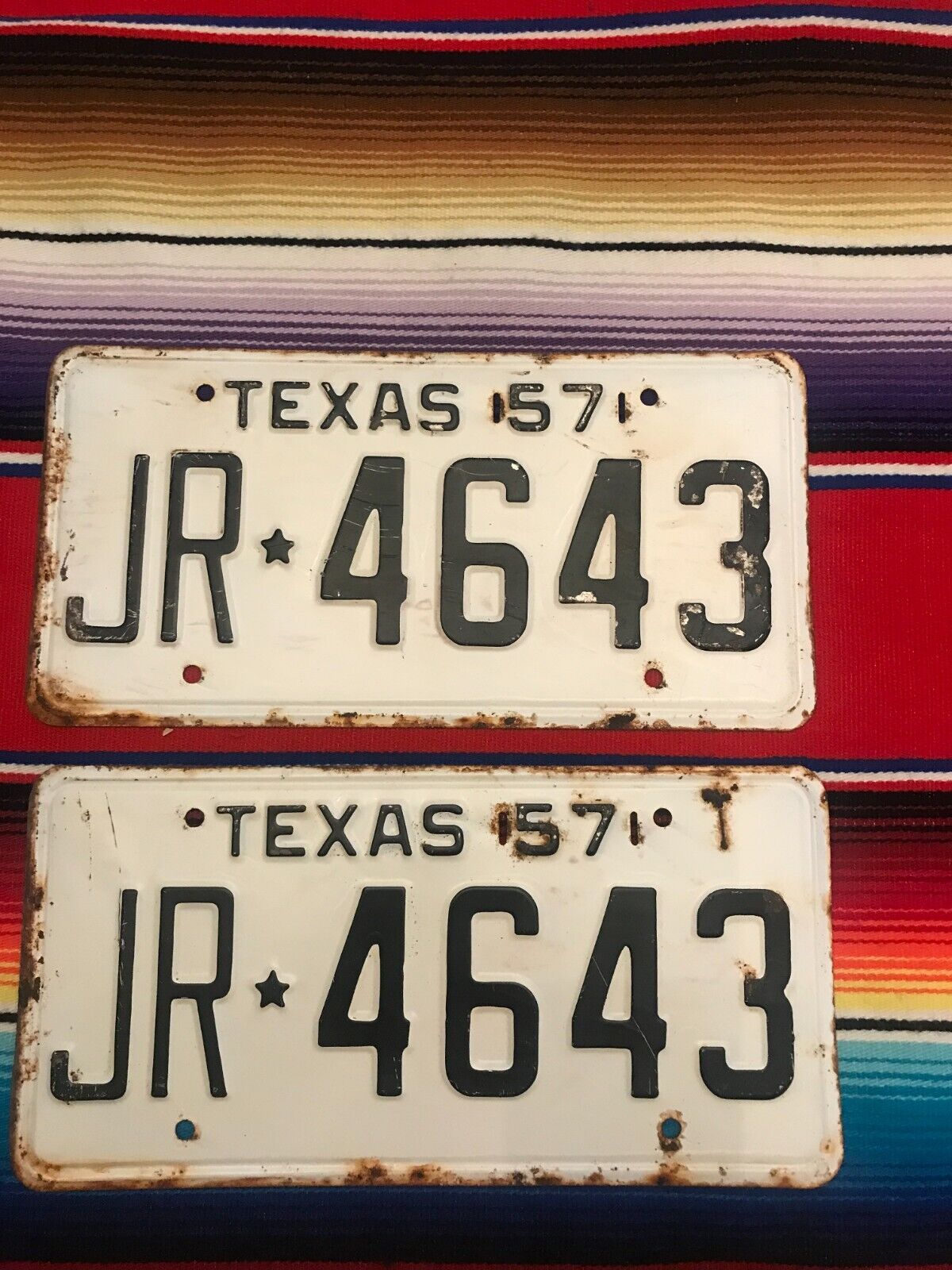 1957 TEXAS PASSENGER LICENSE  PLATES JR4643