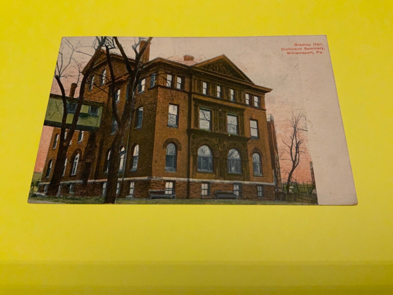 Williamsport, Pa. ~ Dickinson Seminary - Bradley Hall-  Antique Stamped Postcard
